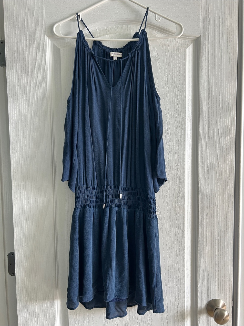 Women's Navy Blue Cold-Shoulder Dress